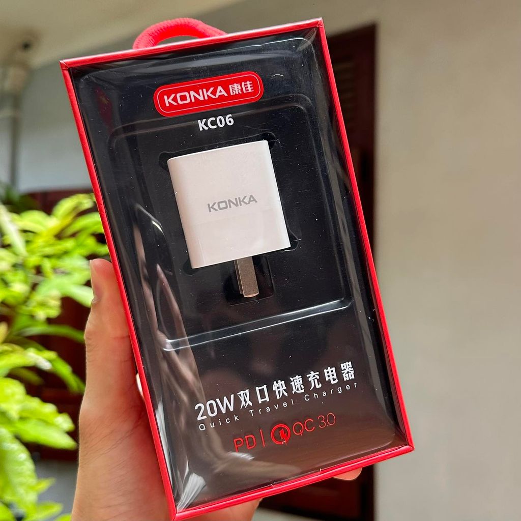 Củ sạc nhanh 20W KONKA KC06, 2 cổng sạc C + A