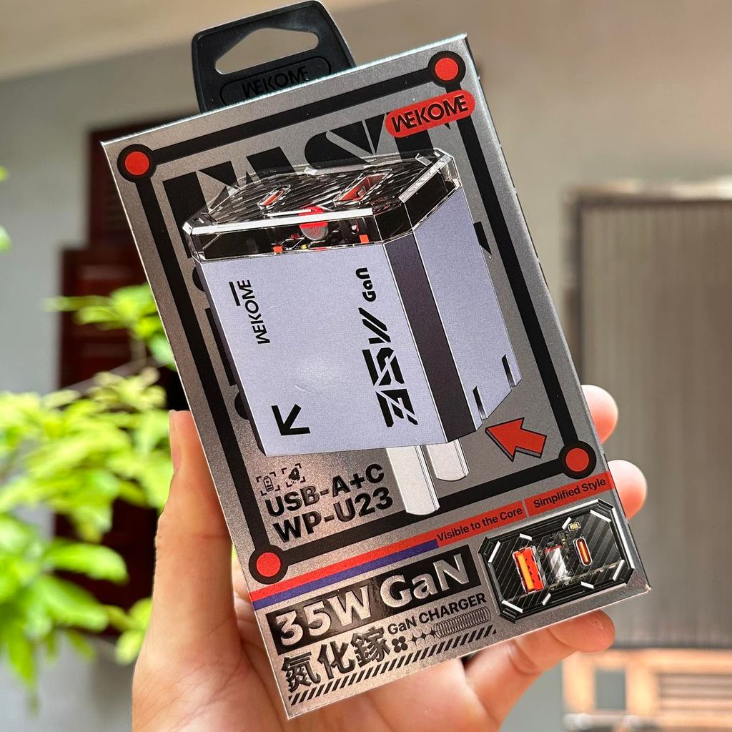 Củ sạc nhanh 35W hãng WEKOME WP-U23 2 cổng sạc hỗ trợ sạc nhanh PPS, PD, GaN
