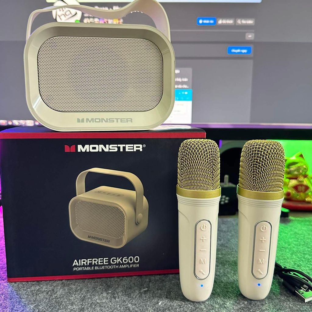 Loa Karaoke Bluetooth GK600 hãng Monster , 2 mic không dây