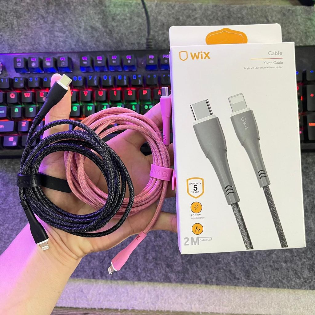 Cáp sạc nhanh C to L 27w Wix bọc dù dài 2m