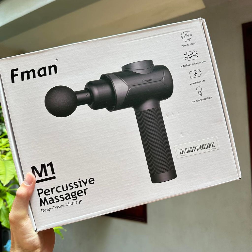 Súng massage cầm tay Fman M1, máy Massage 5 đầu, cổng sạc Type-C