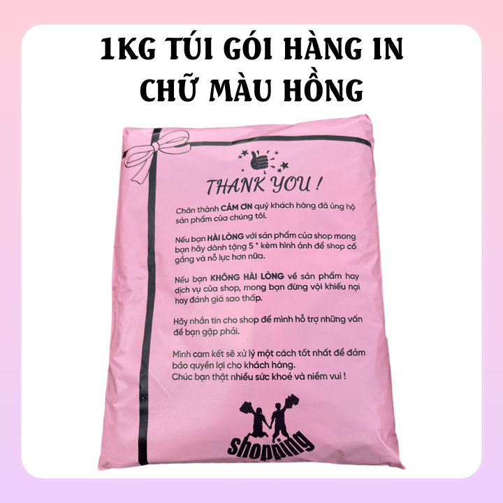 [TÚI THANKYOU XIN 5 * ]1 Kg túi gói hàng, túi niêm phong màu hồng đào và màu cam in ch