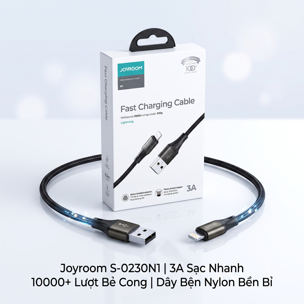 [Kho AD] Dây cáp sạc iPhone ngắn 20cm chính hãng JOYROOM N1 SERIES (S-0230N1 - 0.2M)