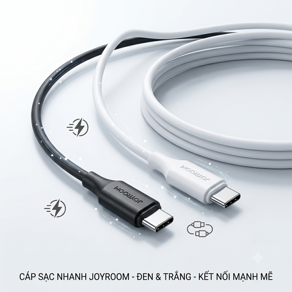 [Kho Long Biên] Cáp sạc nhanh C to C JOYROOM 60w (ko hộp - màu ngẫu nhiên)