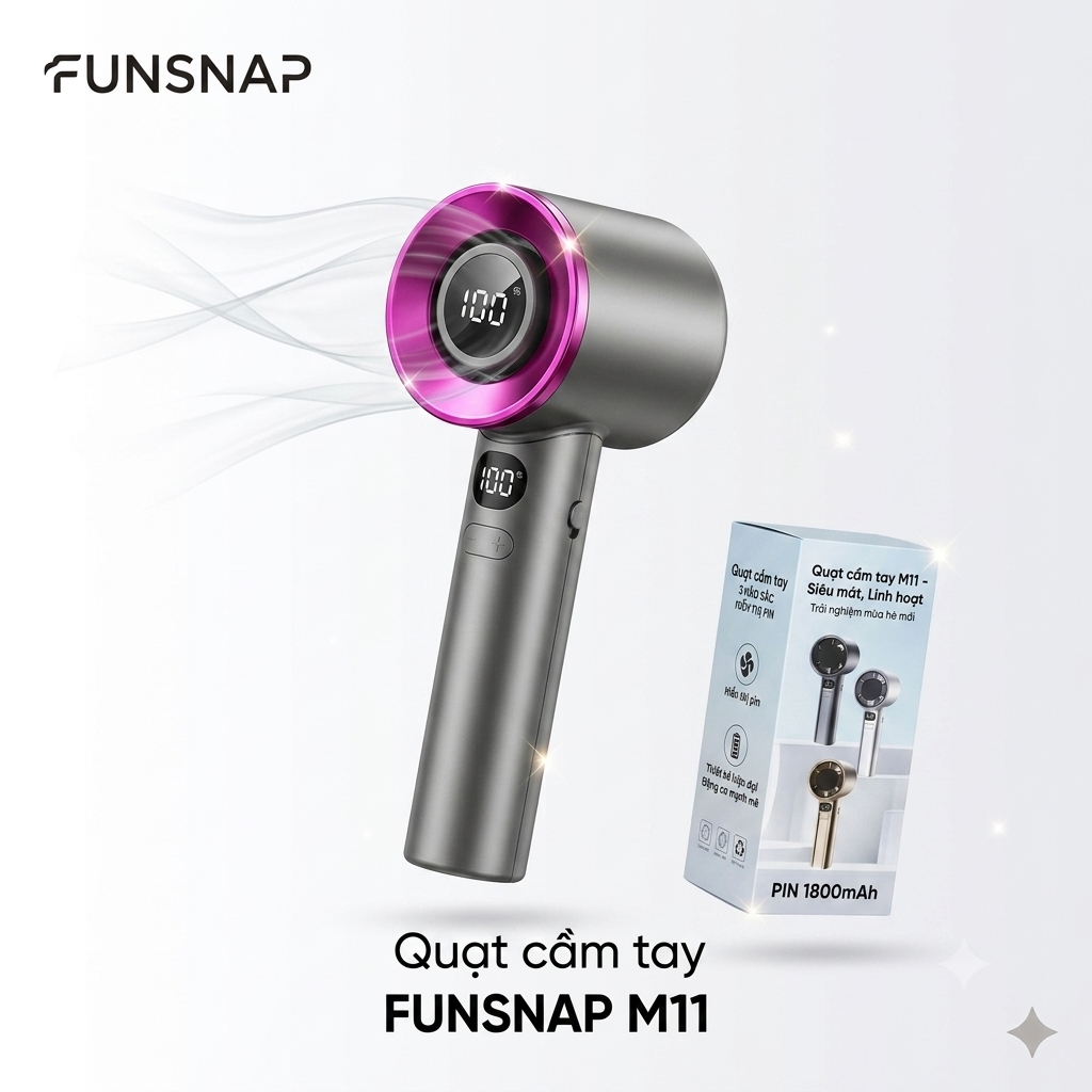 [Kho LB] Quạt cầm tay mini Funsnap M11 , pin 1800mAh, màu ngẫu nhiên