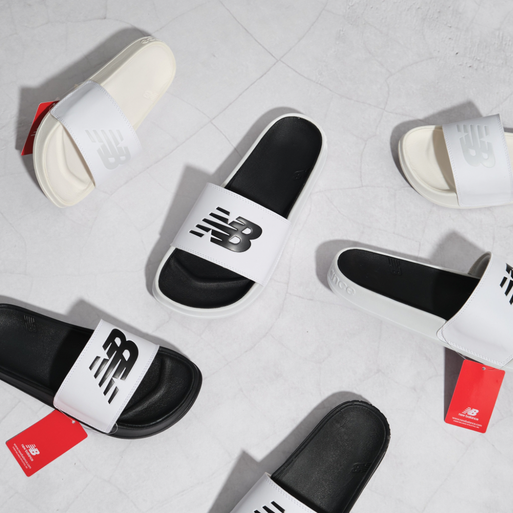 Dép Quai Ngang NEW BALANCE Trắng Đen