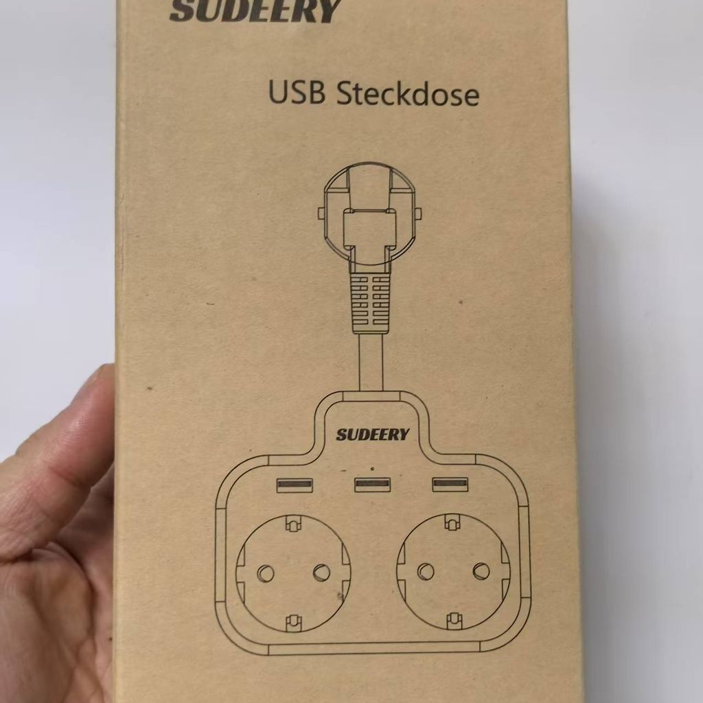 Ổ điện đa năng 3680W hãng SUDEERY WPG-EU016 ( Đức ), có 2 cổng 220V + 2 cổng USB-A - màu trắng/ đen