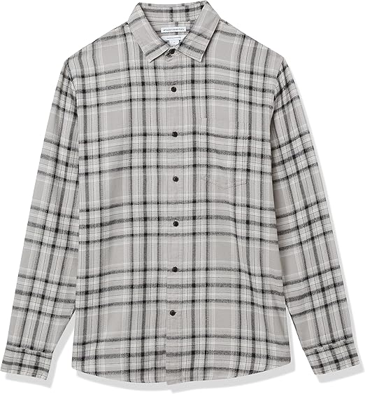 Áo sơ mi Nam Essentials nỉ dài tay Amazon - size S Mỹ (L Việt Nam) màu Gray/ Black -B08X58QQK2
