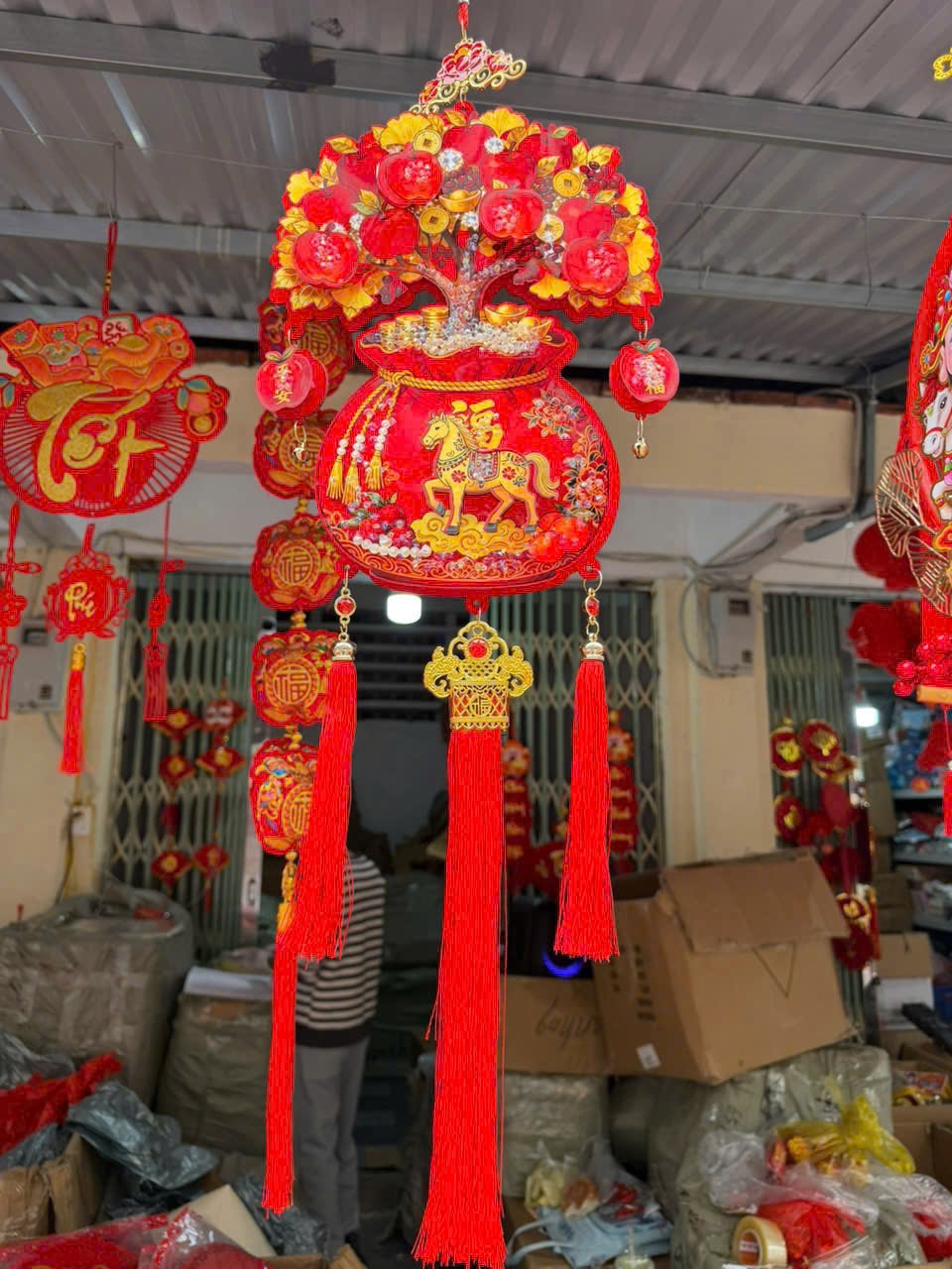 ￼Khánh Treo Tết Túi Tiền Con Ngựa Cây Táo Đỏ 