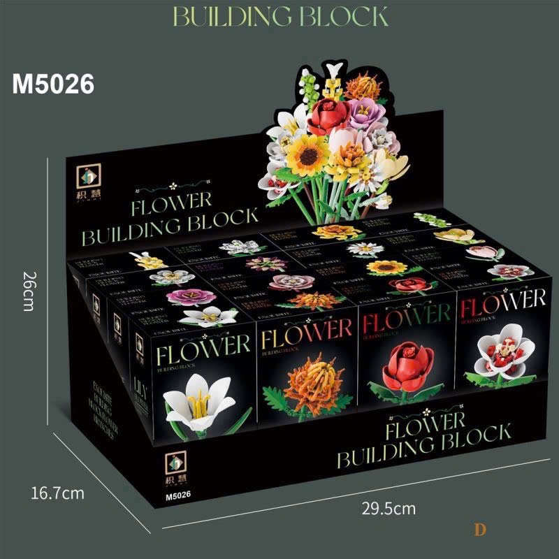 Set Hoa Mô Hình Lắp Ráp 16 Mẫu Tự Làm, Hoa Lắp Ráp Sáng Tạo Làm Quà Tặng Ý Nghĩa Độc Đáo