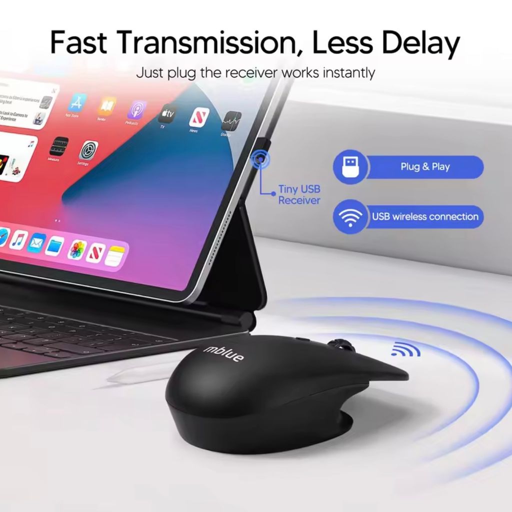 Chuột không dây công thái học MEIZU mblue M203, sạc Type-C, thiết kế dạng treo