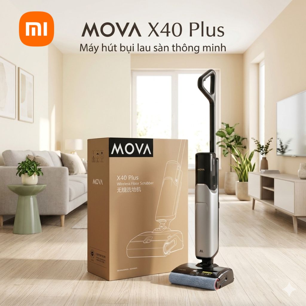 Máy hút bụi & lau sàn Xiaomi Deerma MOVA X40 Plus, nước nóng 90 độ, tự sấy giẻ lau