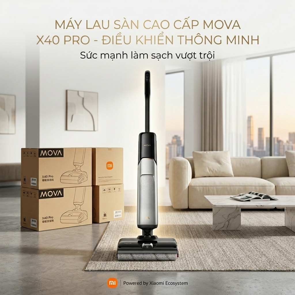 Máy hút bụi lau nhà XIAOMI Dreame Mova X40 Pro lau nước nóng 90°C, giặt & sấy khô giẻ