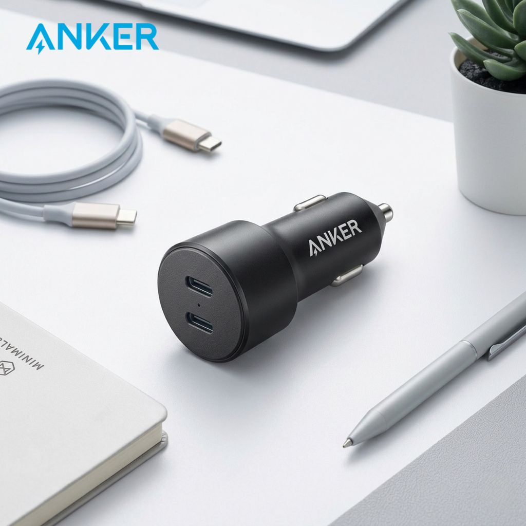 Củ sạc nhanh ô tô ANKER 2 cổng USB-C (PD) sạc nhanh 40w (ko hộp)