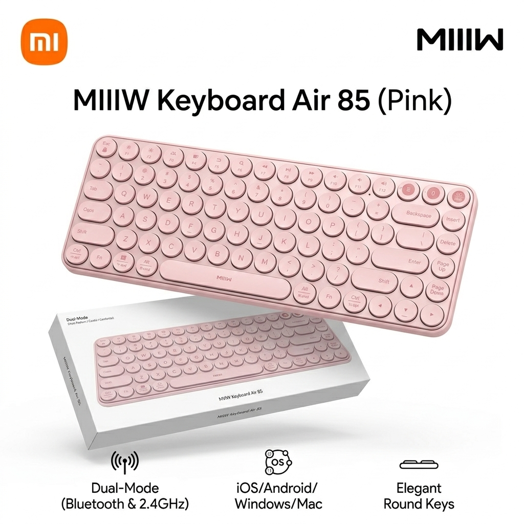 Bàn phím không dây Bluetooth hãng Xiaomi MIIIW Keyboard Air 85 MWXKT01-Hồng