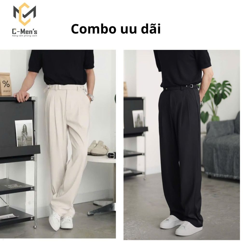 AU22 - Quàn âu nam ống suông, cạp cao 2 khuy bấm, có cá điều chỉnh cạp