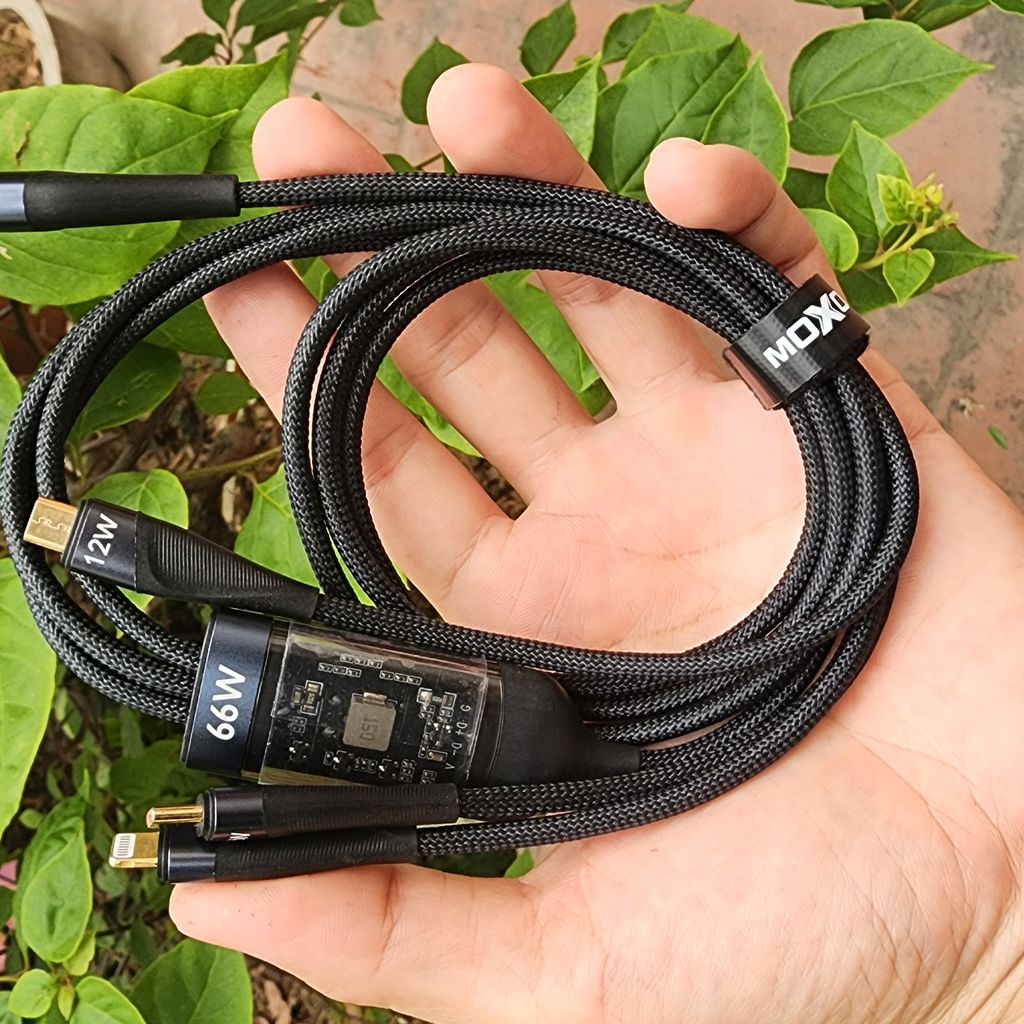 Dây sạc dù 3 đầu có màn báo công suất