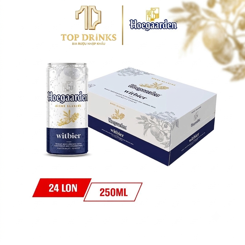 Bia Hoegaarden White 24 Lon x 250ml Date 28.11.2026