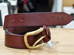 Dây lưng da bò bàn to, khoá kim màu đồng. Hàng bản 4cm