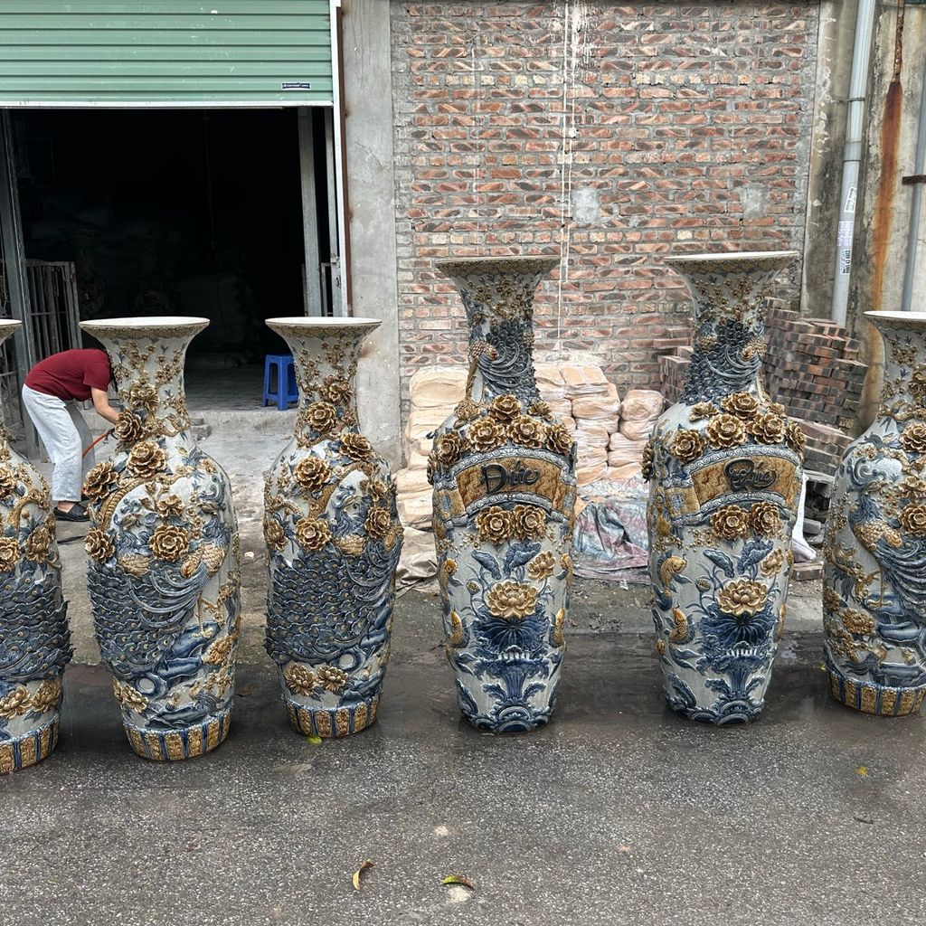 Lọ lộc bình men rạn đặp nối, kênh boong Bát Tràng
