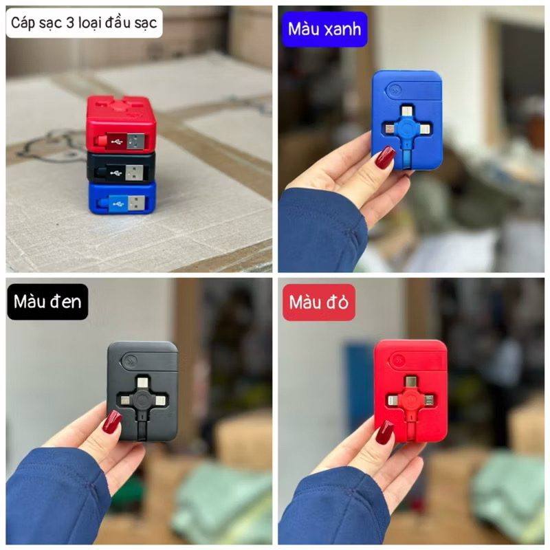 Dây cáp sạc đa năng 3 đầu sạc (màu giao ngẫu nhiên )