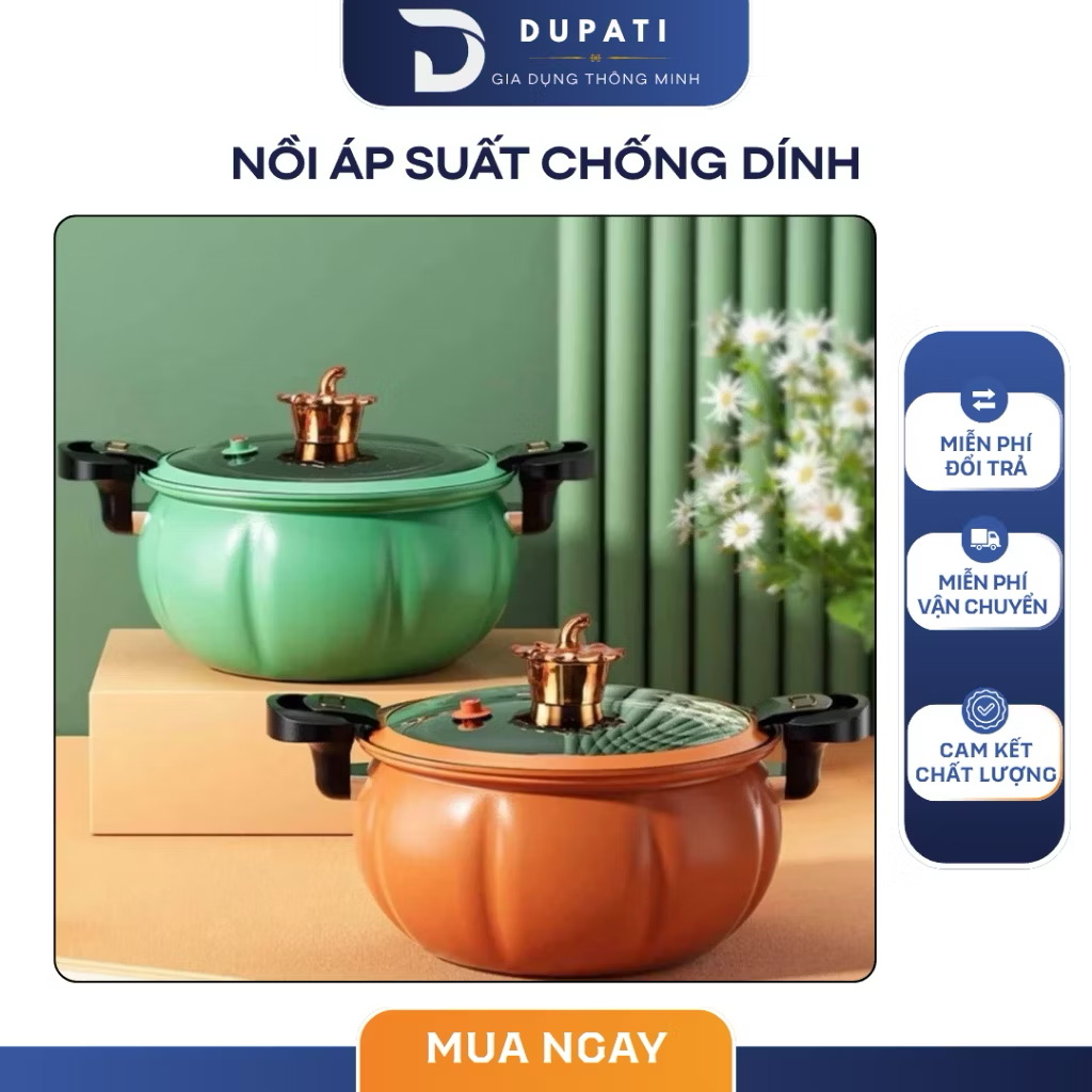 MỚI] Nồi Áp Suất 8L Chống Dính Bí Ngô 2in1 Đa Năng Hầm Gà Hầm Xương Bếp Gas Bếp Từ ( vỏ hộp sấu)