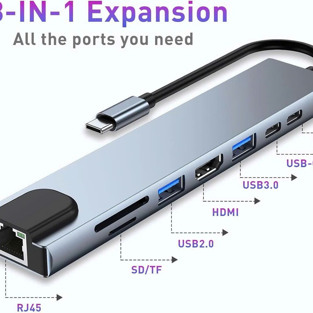 Hub Chuyển Đổi Đa Năng 8 Trong 1 : RẺ – BỀN – ĐẸP – Hỗ Trợ 4K - Vỏ Nhôm Siêu Đẹp Nhỏ Gọn
