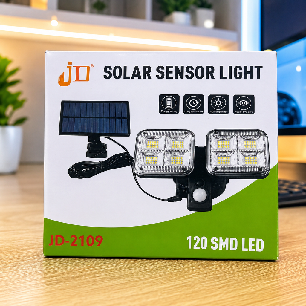 Đèn Năng Lượng Mặt Trời 120 Led Siêu Sáng KT00888, Có Cảm Biến Chuyển Động, Tấm Pin Rời Dễ Lắp Đặt