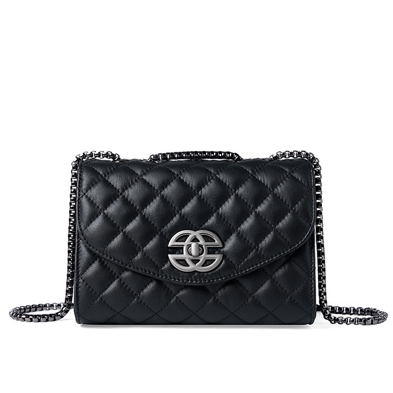 Túi Xách Nữ Đeo Chéo Đeo Vai Da Thật Mềm Mại Phối Dây Xích Vân Trám Dập Nổi Size 20 LADYSAM LDS2521