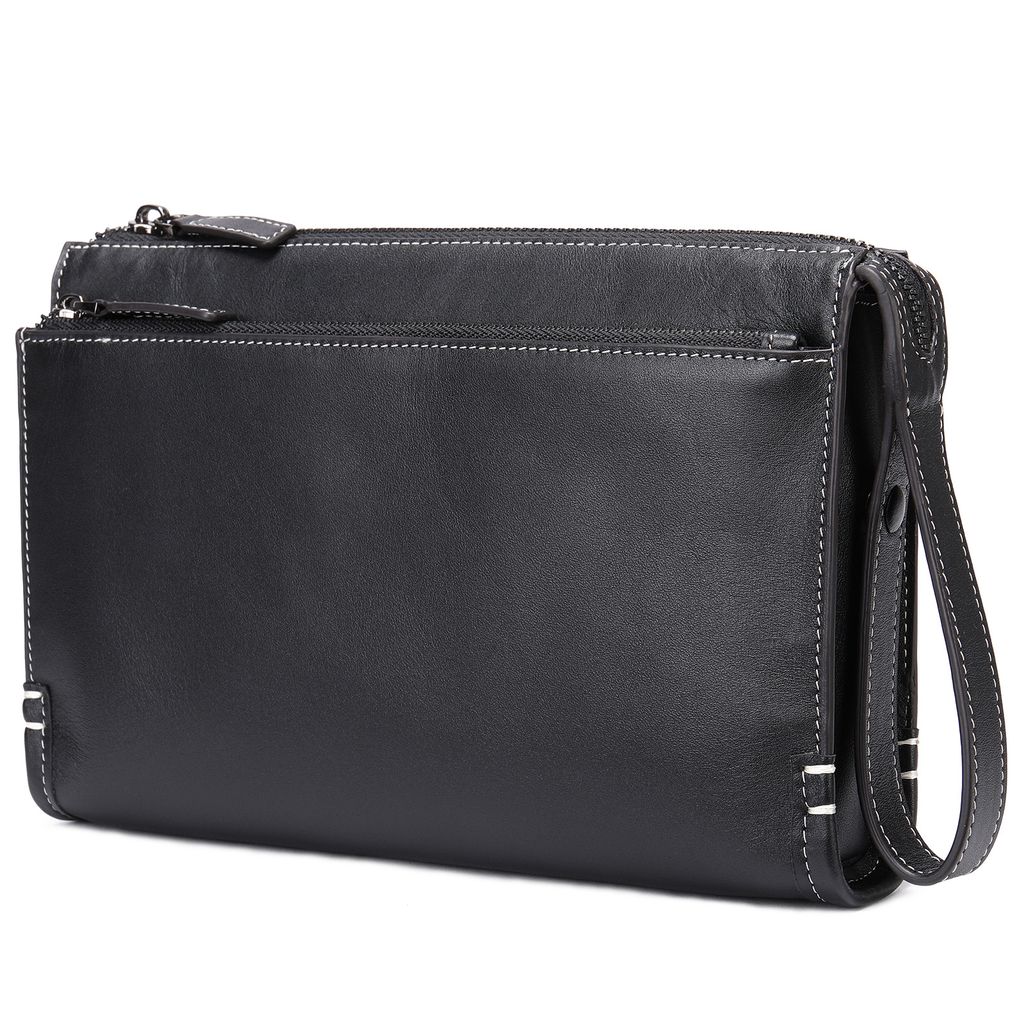 Túi Clutch Nam Da Bò Thật Cao Cấp Size 23, Ví Cầm Tay Kẹp Nách Sang Trọng Dáng Ngang LADYSAM LDS3006