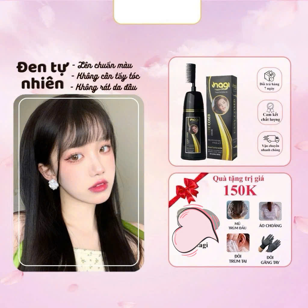 Dầu gội nhuộm tóc Nagi phủ bạc màu đen tự nhiên Nagi Natural Black 09 