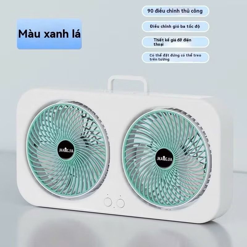Quạt sạc điện, quạt tích điện 2 động cơ siêu khoẻ, công suất 12W, Chạy êm, sử dụng 3-4h