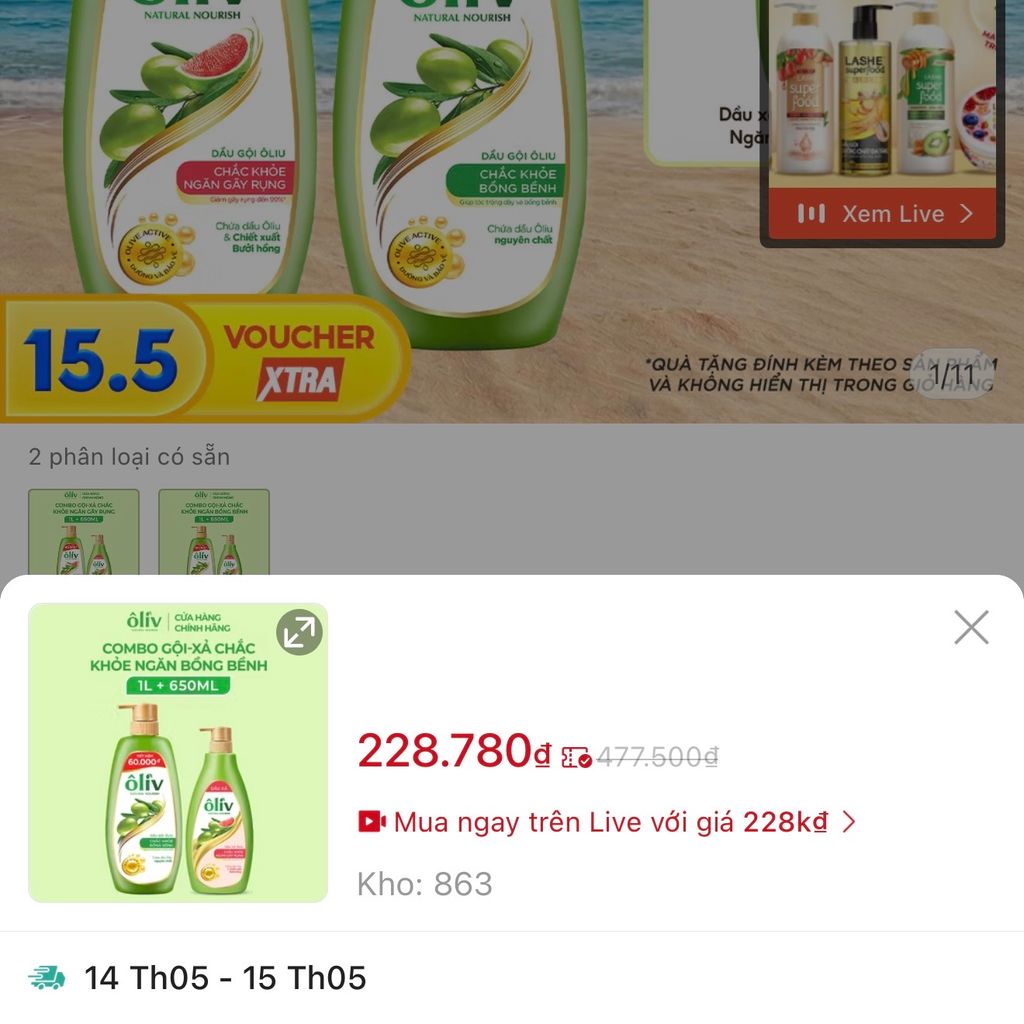 Dầu gội xả oliu 