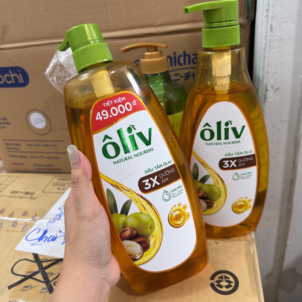￼Dầu tắm Ôliv Natural Nourish 3X dưỡng ẩm,da nhạy cảm 1000ml/650ml(chai)