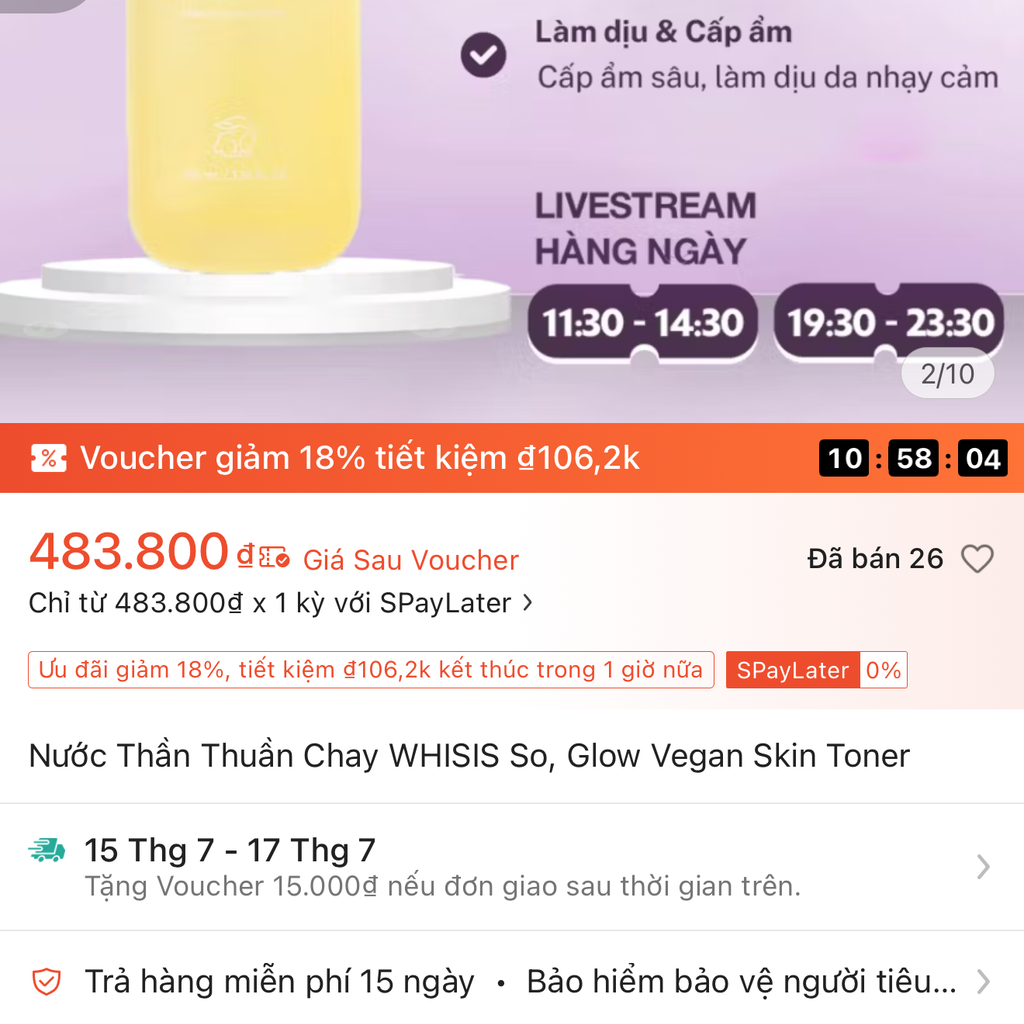 Nước Thần Thuần Chay WHISIS So, Glow Vegan Skin Toner