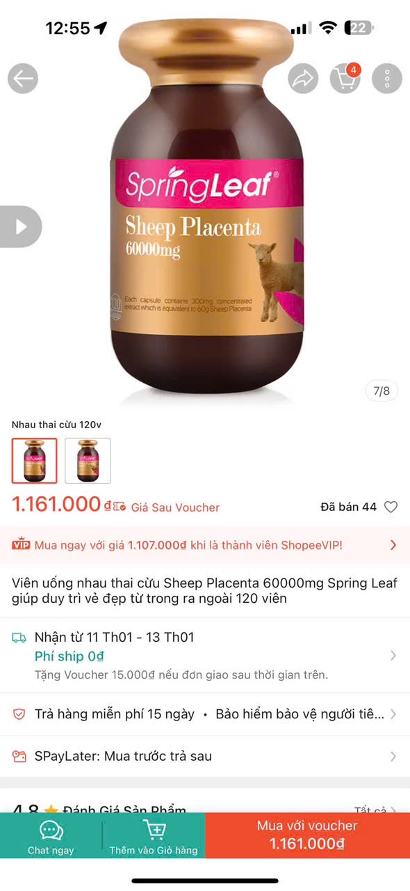 Viên Uống Nhau Thai Cừu Úc 120Viên 