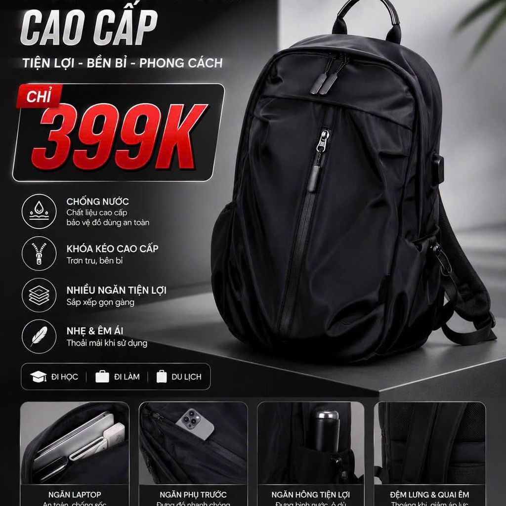 Balo chéo nam chống nước chống bẩn