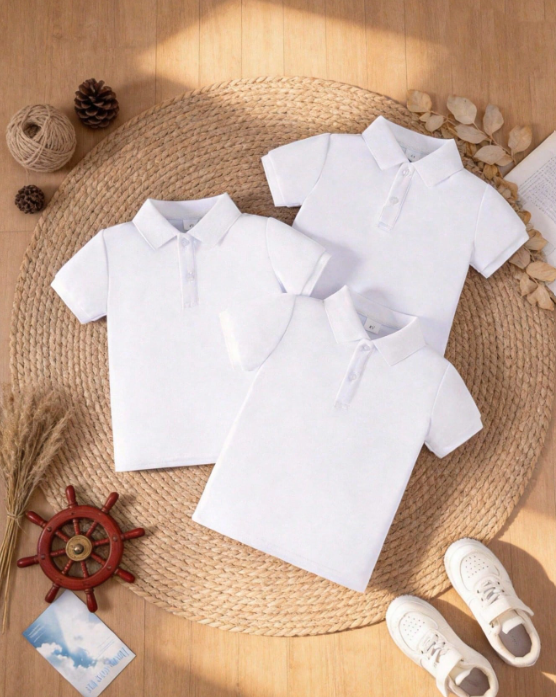 Áo áo phông polo trắng cho bé
