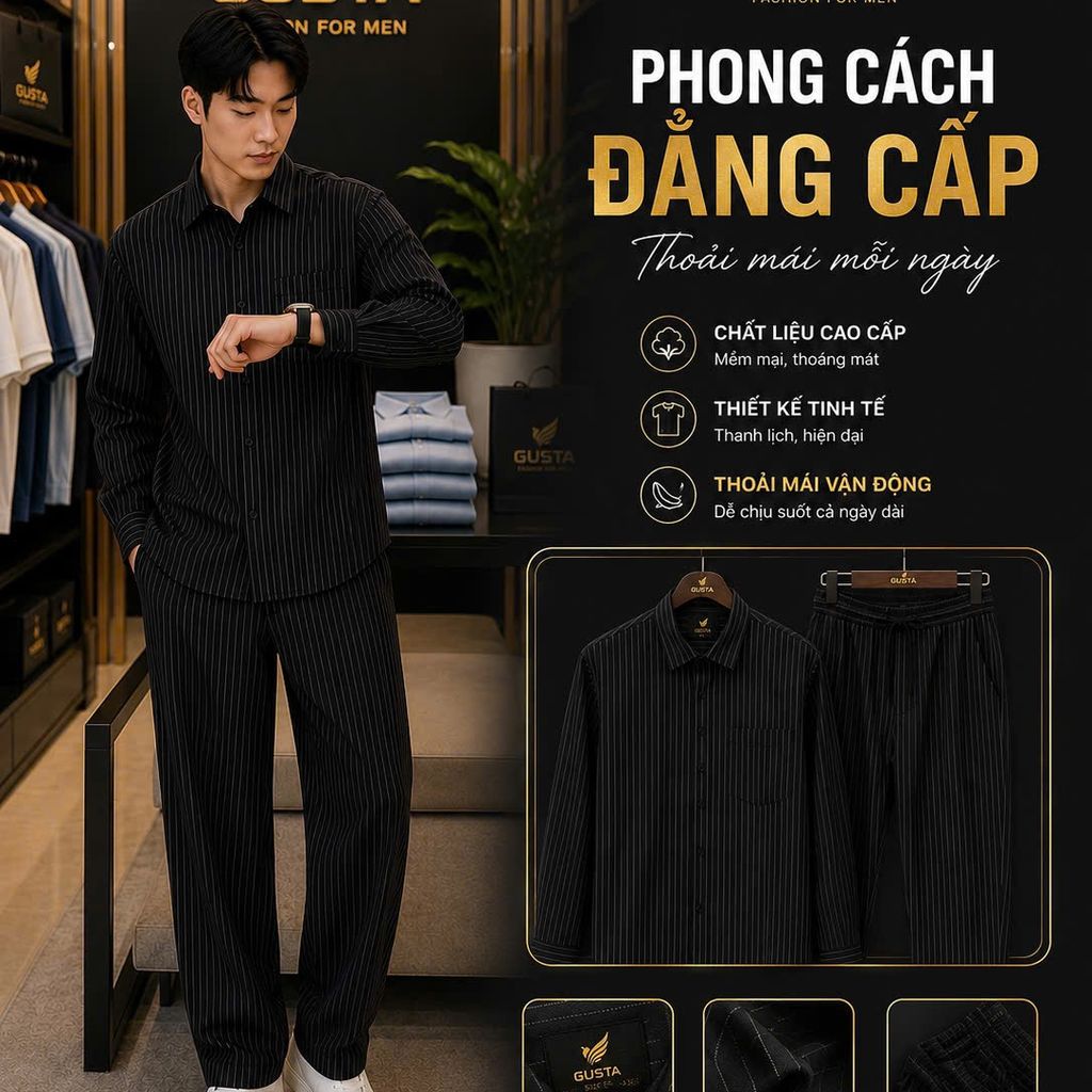 Bộ Sơ Mi Quần Tây Dài Nam Cao Cấp .