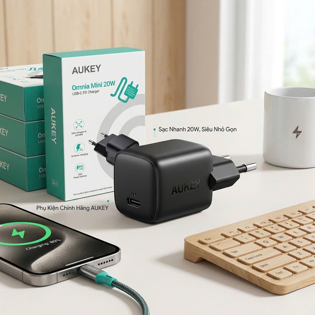 Củ sạc nhanh 20W hãng Aukey Omnia OMNIA USB-C PD PA-B1