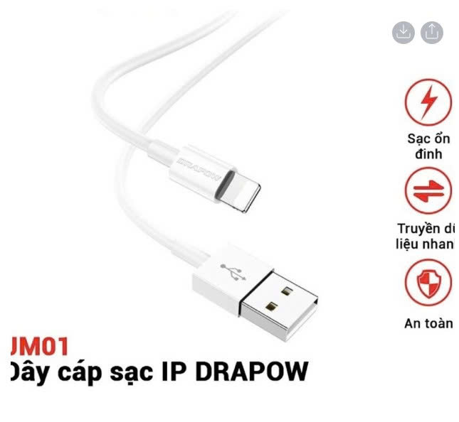 Dây cáp sạc Drapow JM01 dành cho iPhone (đóng túi)