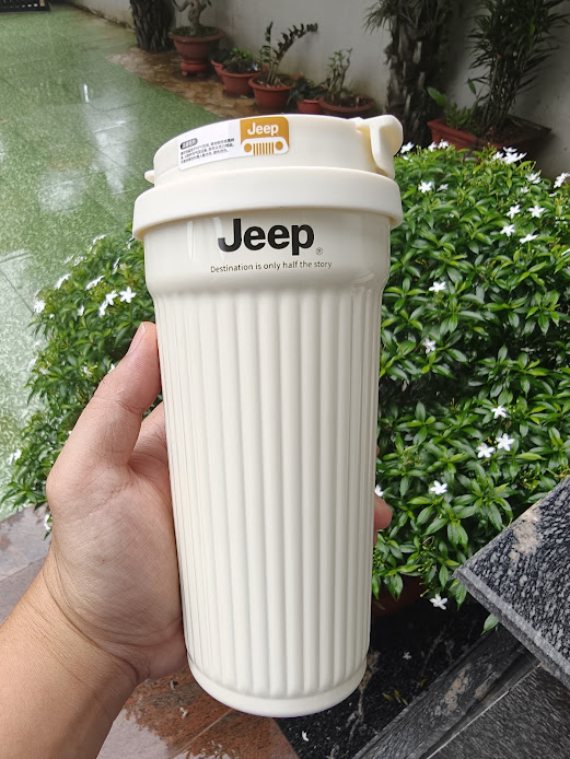Cốc giữ nhiệt Jeep inox 316 bên trong phủ gốm Ceramic  550ml (Màu trắng cực đẹp)