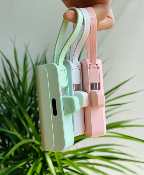 Sạc dự phòng mini 5000mah nhỏ gọn tiện lợi có sẵn đầu type C và Ligning