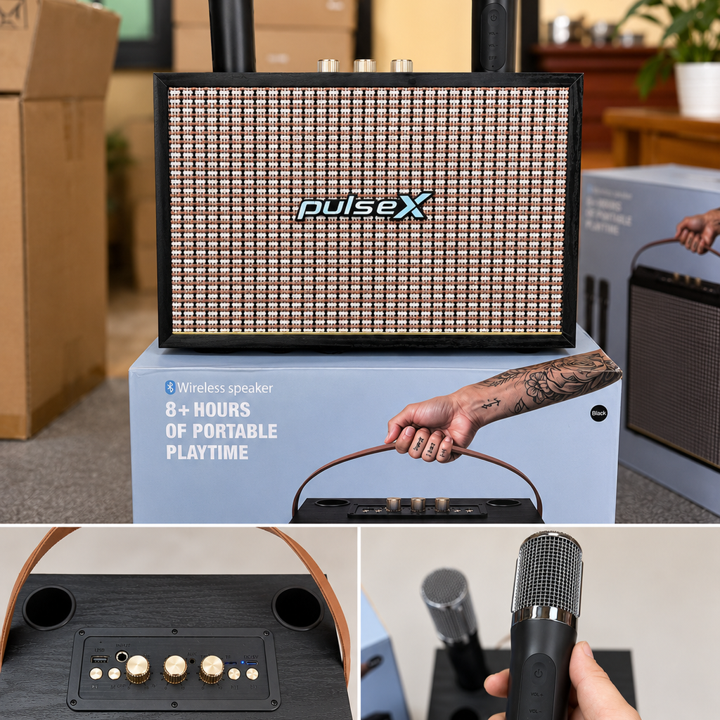 Loa karaoke PuleX M604 công suất 15w kèm 2 micro