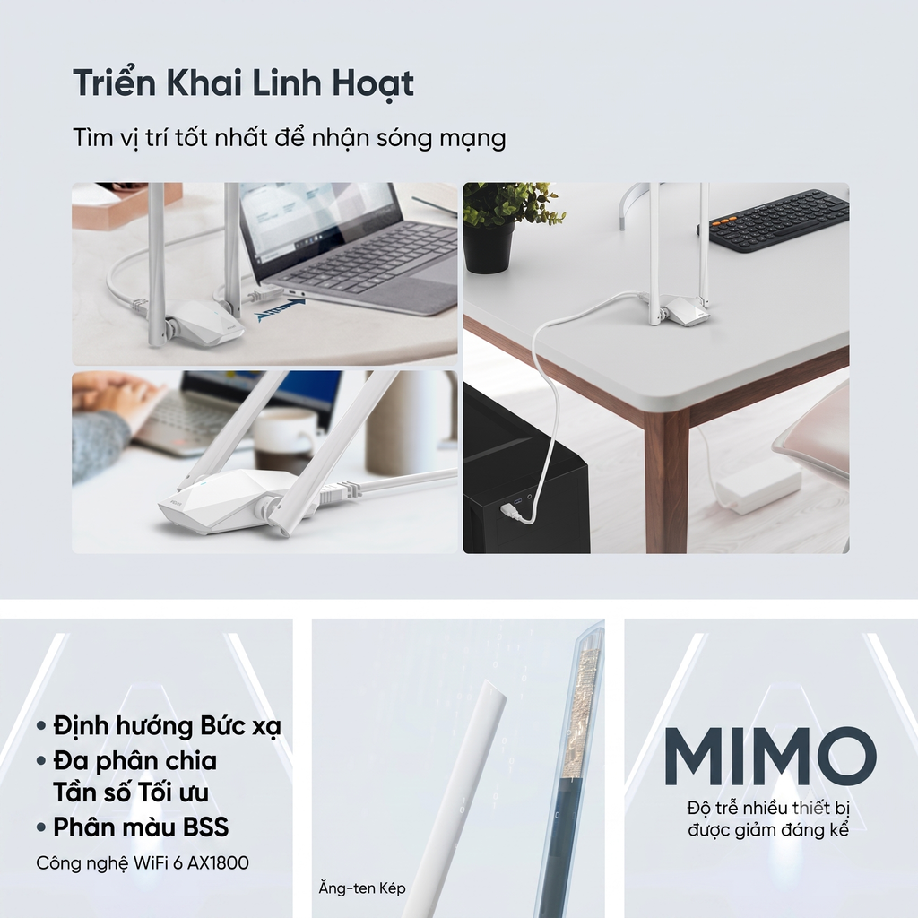 Bộ Thu WiFi USB AX1800 WiFi 6 ROCK Space Băng Tần Kép / U1A