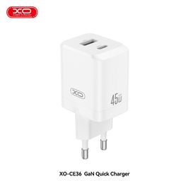 Sạc Nhanh 45W XO CE36 2 Cổng (USB-A+C), Hỗ trợ PPS,.... ( Sạc các loại điện th…