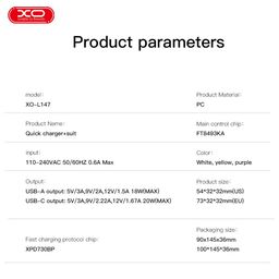 Củ Sạc Nhanh 2 Cổng 20W XO L147 - 30W XO L149