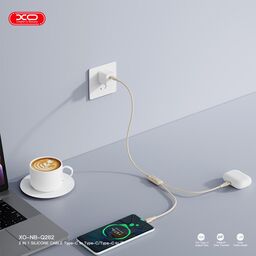Cáp Sạc Nhanh 1 Ra 2 Type C To L (27W)+C (60W) XO Q262 1.2M