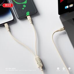 Cáp Sạc Nhanh 1 Ra 2 Type C To L (27W)+C (60W) XO Q262 1.2M