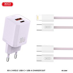 Combo Sạc 30W Kèm cáp ( C To C hoặc C To L) XO L149 (EU)